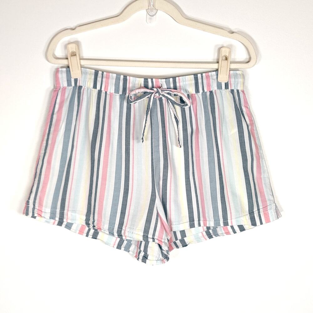 Gap Body Cotton Lounge Shorts Striped Pastel Drawstring M
